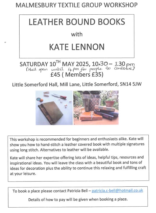 Malmesbury Textile Group Workshop - Leather Bound Books with Kate Lennon